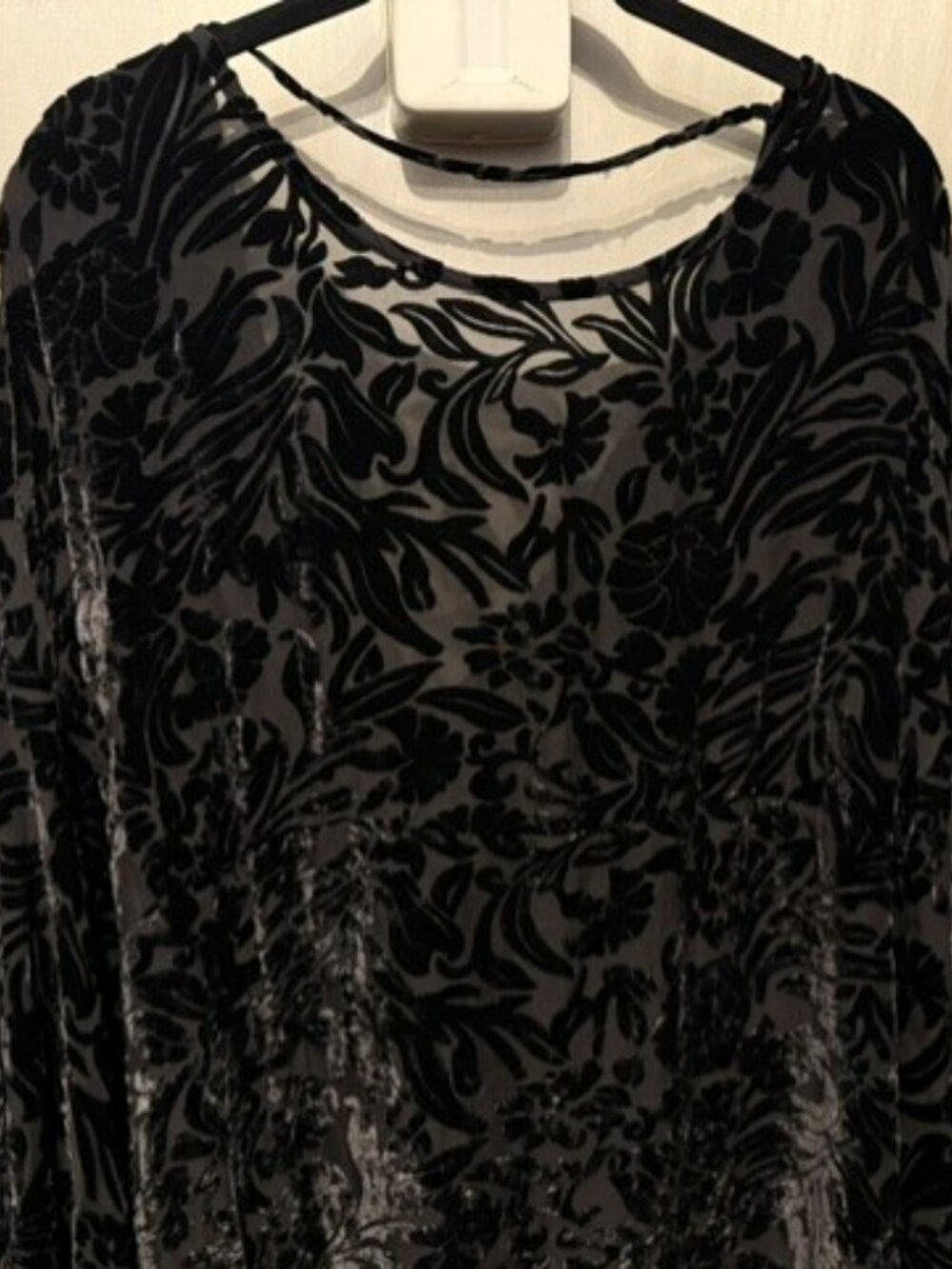 Free People black Velvet Burnout Cocktails & Couture Bell Sleeve Mini Dress - Picture 14 of 16